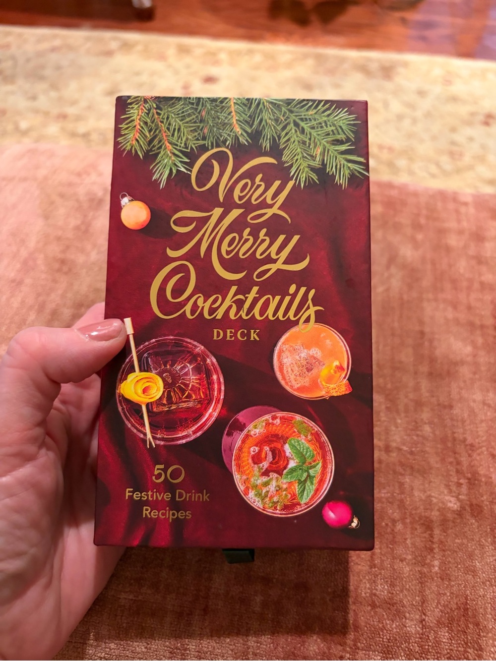 Chronicle Books Holiday Cocktail Recipe Deck — Red and Pink Festive Box